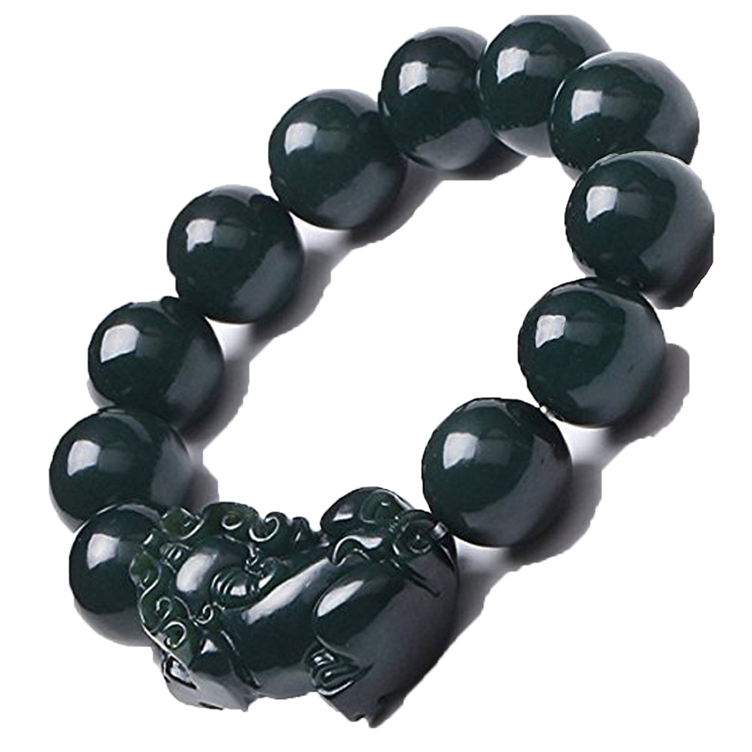 Feng Shui Style Dark Green Jade Bracelet