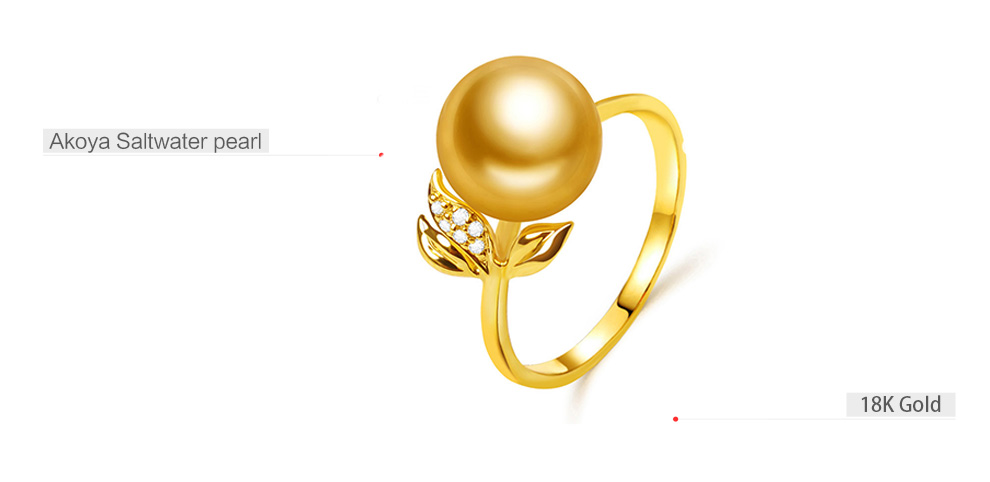 18K Gold Simple Pearl Ring for Women