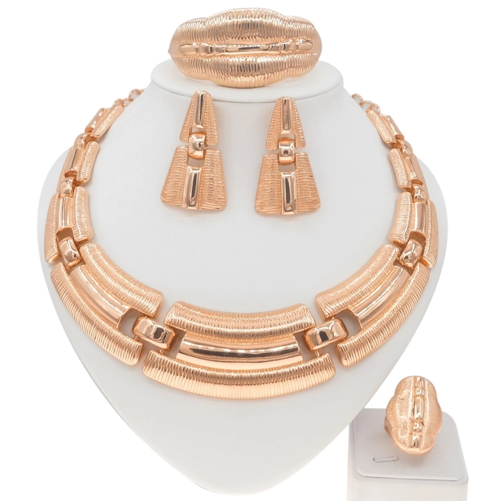 Women's Brazilian Gold Color Wedding Jewelry Set