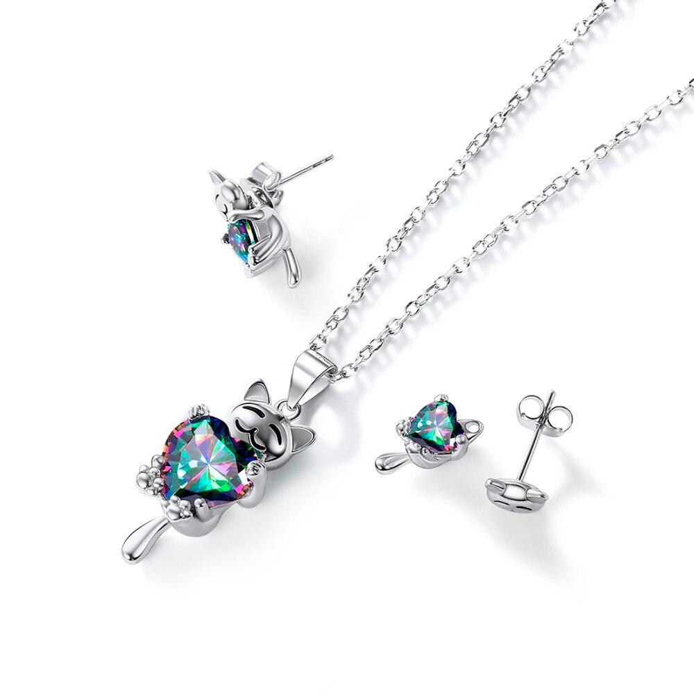Mystery Topaz Cute Cat Design Women's Jewelry Set Mystery Topaz Cute Cat Design Women's Jewelry Set
