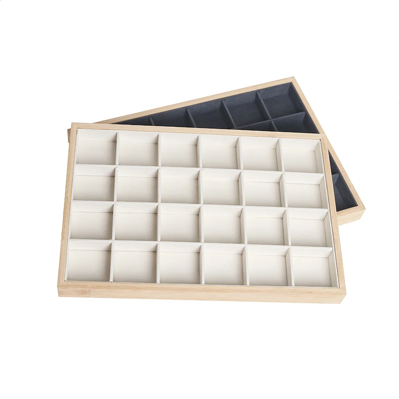 24-Grid Bamboo Jewelry Storage Organizer 24-Grid Bamboo Jewelry Storage Organizer