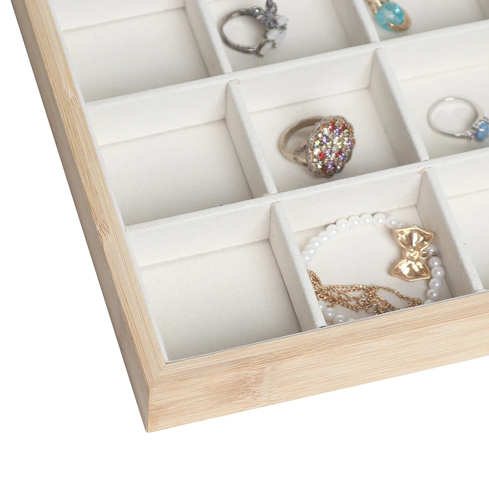 24-Grid Bamboo Jewelry Storage Organizer 24-Grid Bamboo Jewelry Storage Organizer