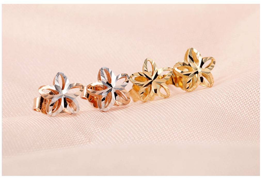 Women's 18k Gold Delicate Flower Earrings