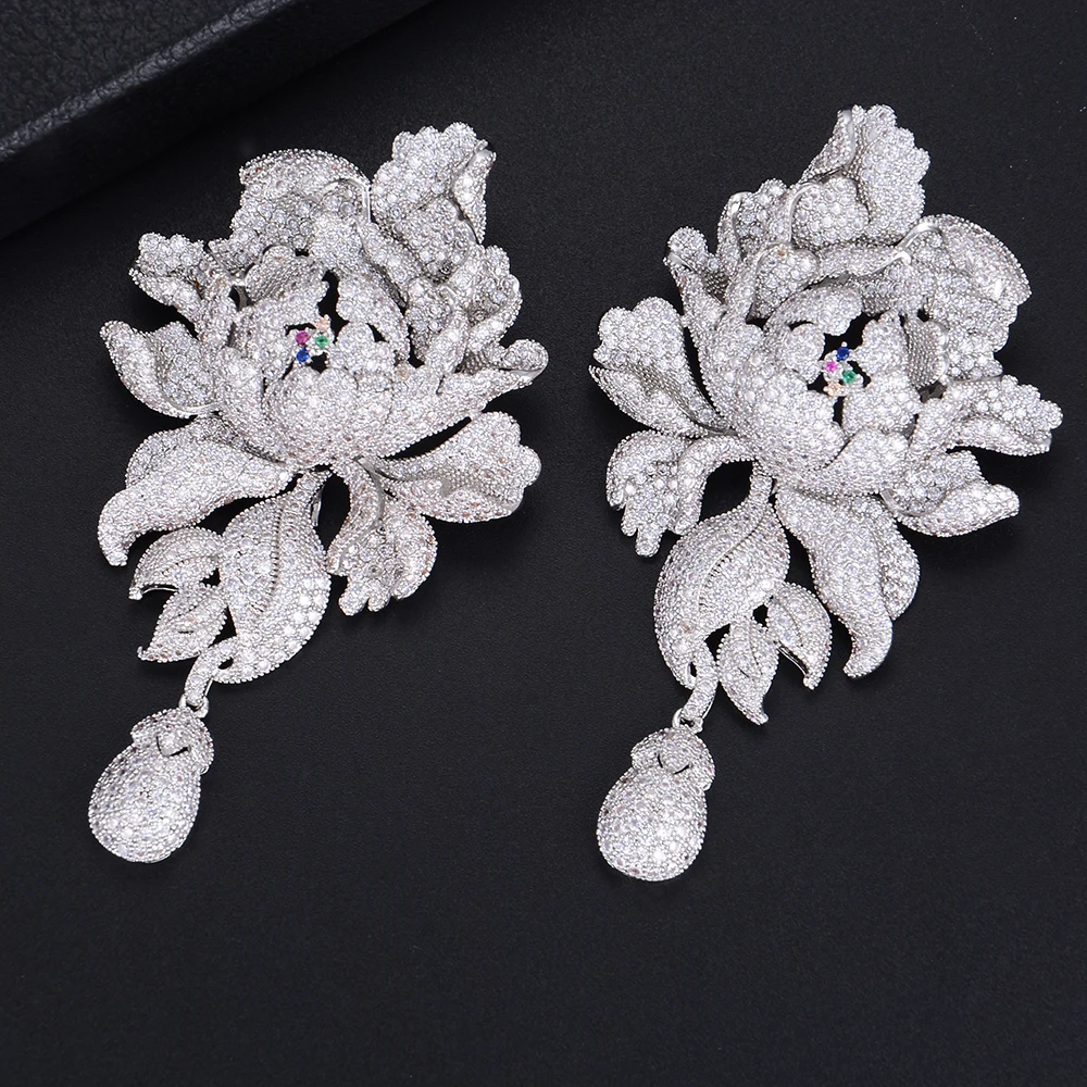 Luxury Peony Flower Wedding Earrings