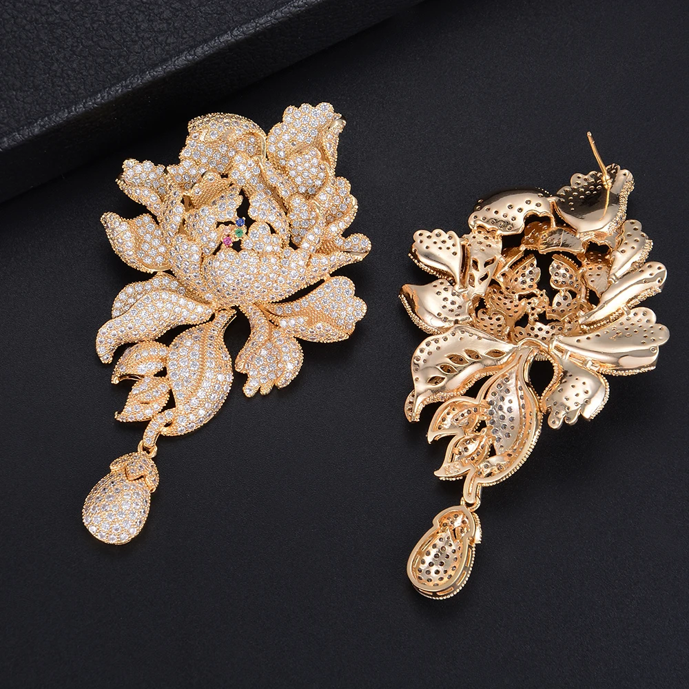 Luxury Peony Flower Wedding Earrings