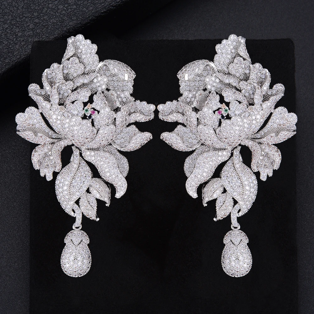 Luxury Peony Flower Wedding Earrings