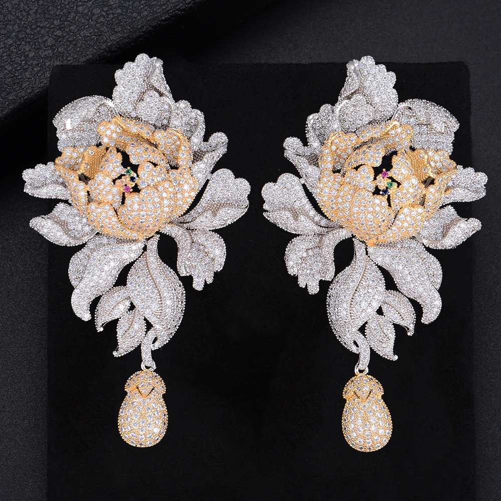 Luxury Peony Flower Wedding Earrings